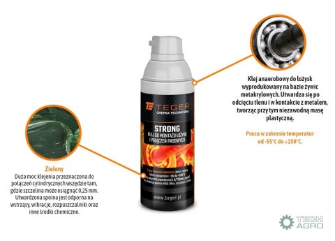 Klej do montażu łożysk i połączeń pasowych STRONG - zielony, 50g, Teger