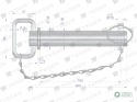Sworzeń zaczepu z zawleczką i łańcuchem32x165x200 TEGER