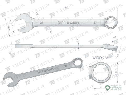 Klucz płasko-oczkowy 27 mm / TEGER