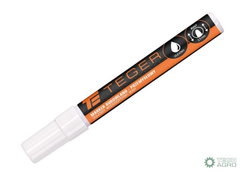 Marker budowlano - przemysłowy - biały (końcówka okrągła 2.5 mm. tusz biały olejowy. wodoodporny ) / TEGER (sprzedawane po 20 sz
