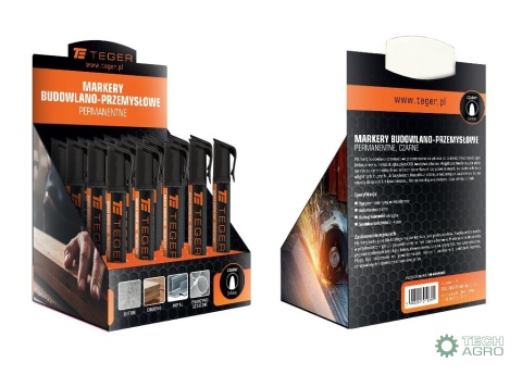 Marker budowlano - przemysłowy - czarny(końcówka okrągła 3-4 mm. tusz czarny permanentny wodoodporny ) / TEGER (sprzedawane po 2