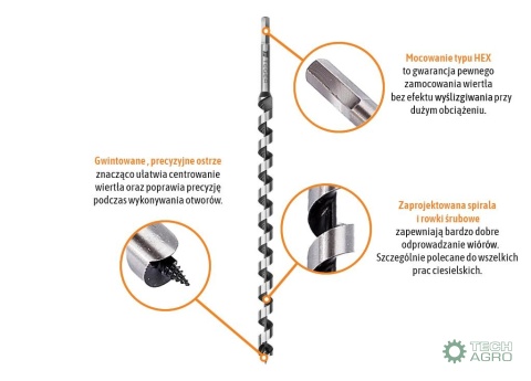 Wiertło do drewna kręte - świder 20x460mm / TEGER
