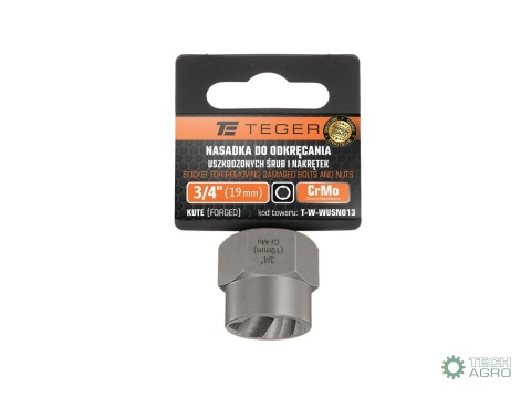 Nasadka do odkręcania uszkodzonych śrubi nakrętek, 3/4" (19mm) - kute/ stal Cr-Mo, Teger