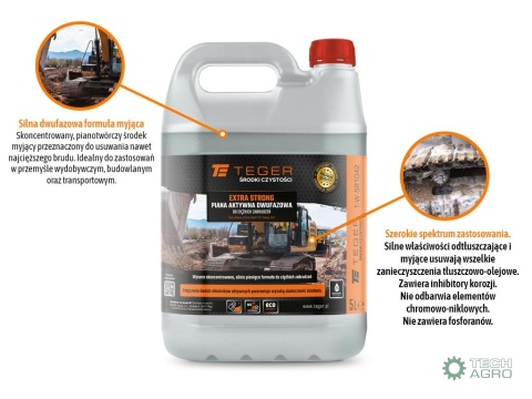 Piana aktywna dwufazowa do ciężkich zabrudzeń - EXTRA STRONG, 5l - koncentrat, Teger