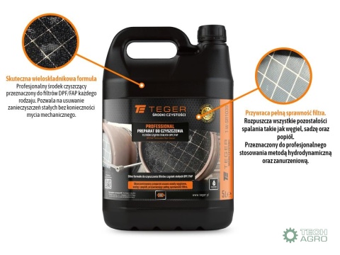 Preparat do czyszczenia filtrów cząstekstałych DPF/FAP - PROFESSIONAL, 5l, Teger