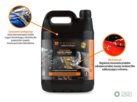 Szampon z woskiem do mycia karoserii - neutralny - EXTRA STRONG, 5l - koncentrat, TEGER