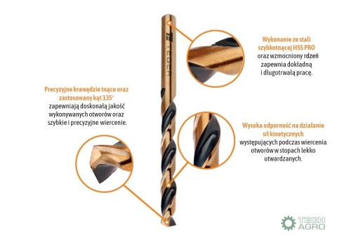 Wiertło do metalu HSS PRO (DIN 338) 5.5mm / TEGER (sprzedawane po 10)