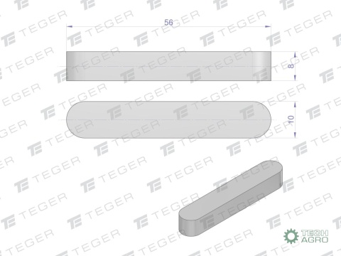 Wpust pryzmatyczny 10x8x56 TEGER, (sprzedawane po 10)