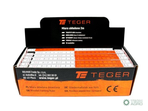Miara składana 2m drewniana w displayu TEGER sprzedawana po 12 szt Miara składana 2m drewniana w displayu TEGER sprzedawana po 12 szt