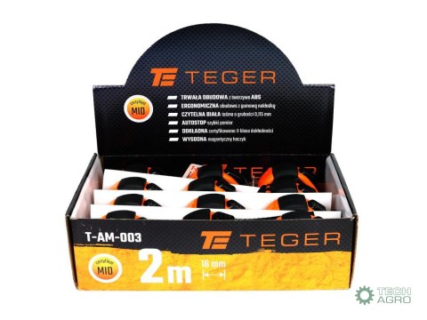 Miara stalowa rozwijana 2m 16mm TEGER Miara stalowa rozwijana 2m 16mm TEGER