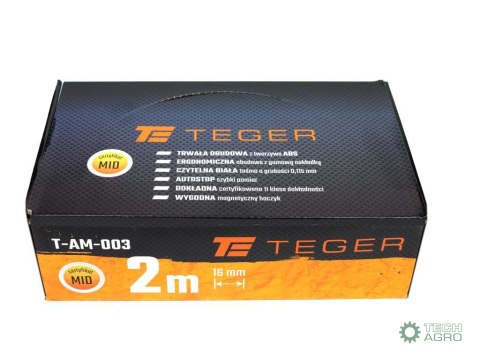 Miara stalowa rozwijana 2m 16mm TEGER Miara stalowa rozwijana 2m 16mm TEGER