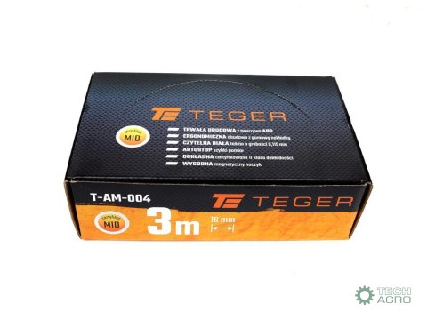 Miara stalowa rozwijana 3m 16mm TEGER Miara stalowa rozwijana 3m 16mm TEGER