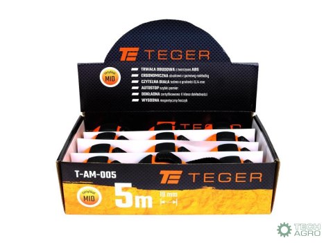 Miara stalowa rozwijana 5m 19mm TEGER Miara stalowa rozwijana 5m 19mm TEGER