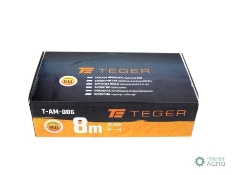 Miara stalowa rozwijana 8m 25mm TEGER Miara stalowa rozwijana 8m 25mm TEGER