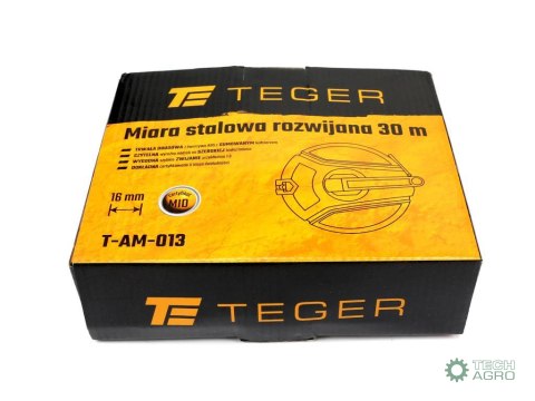 Miara stalowa rozwijana kompaktowa 16mm 30m TEGER Miara stalowa rozwijana kompaktowa 16mm 30m TEGER
