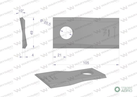 NOŻYK KOS.KUHN LEW.105X48X40 MM WARYŃSKI NOŻYK KOS.KUHN LEW.105X48X40 MM WARYŃSKI