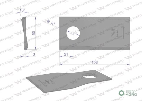 Nóż. nożyk kosiarka lewy 108X50X3mm otwór 21 zastosowanie RF 108/3 Famarol WARYŃSKI ( sprzedawane po 25 ) Nóż. nożyk kosiarka lewy 108X50X3mm otwór 21 zastosowanie RF 108/3 Famarol WARYŃSKI ( sprzedawane po 25 )