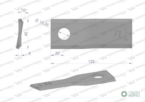 Nóż. nożyk kosiarka prawy 122x46x4mm otwór 18.25 zastosowanie 56451300 Kuhn WARYŃSKI ( sprzedawane po 25 ) Nóż. nożyk kosiarka prawy 122x46x4mm otwór 18.25 zastosowanie 56451300 Kuhn WARYŃSKI ( sprzedawane po 25 )