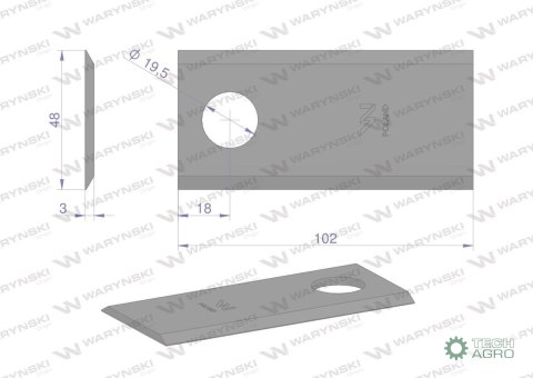 NOŻYK KOS.SAMASZ 102/48/3MM WARYŃSKI NOŻYK KOS.SAMASZ 102/48/3MM WARYŃSKI