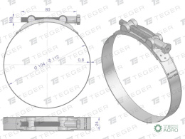 Opaska zaciskowa GBS 104-112 (obejma W2 - stal nierdzewna) szerkość 24mm TEGER ( sprzedawane po 5 )
