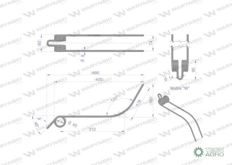 Palec zgrabiarka karuzelowa zastosowanie Deutz Fahr Kverneland 06580259 WARYŃSKI W-0658059 Palec zgrabiarka karuzelowa zastosowanie Deutz Fahr Kverneland 06580259 WARYŃSKI W-0658059