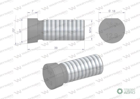 Śruba kpl. płużna oval z jednej strony ścięta M14x39 mm kl.12.9 zastosowanie Kverneland Waryński M14X39OV1 ( sprzedawane po 25 Śruba kpl. płużna oval z jednej strony ścięta M14x39 mm kl.12.9 zastosowanie Kverneland Waryński M14X39OV1 ( sprzedawane po 25