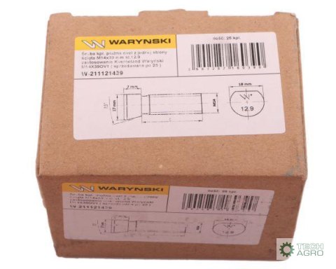 Śruba kpl. płużna oval z jednej strony ścięta M14x39 mm kl.12.9 zastosowanie Kverneland Waryński M14X39OV1 ( sprzedawane po 25 Śruba kpl. płużna oval z jednej strony ścięta M14x39 mm kl.12.9 zastosowanie Kverneland Waryński M14X39OV1 ( sprzedawane po 25
