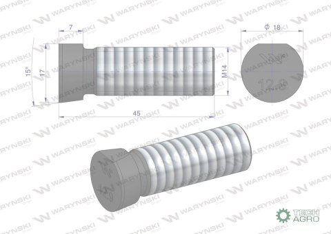 Śruba kpl. płużna oval z jednej strony ścięta M14x45 mm kl.12.9 zastosowanie Kverneland Waryński M14X45OV1 ( sprzedawane po 25 Śruba kpl. płużna oval z jednej strony ścięta M14x45 mm kl.12.9 zastosowanie Kverneland Waryński M14X45OV1 ( sprzedawane po 25