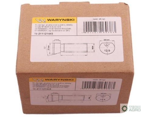 Śruba kpl. płużna oval z jednej strony ścięta M14x45 mm kl.12.9 zastosowanie Kverneland Waryński M14X45OV1 ( sprzedawane po 25 Śruba kpl. płużna oval z jednej strony ścięta M14x45 mm kl.12.9 zastosowanie Kverneland Waryński M14X45OV1 ( sprzedawane po 25