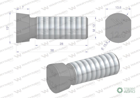 Śruba płużna oval z dwóch stron ścięta M12x38 mm kl.12.9 zastosowanie Kverneland Waryński M12X38OV2KV ( sprzedawane po 10kg ) Śruba płużna oval z dwóch stron ścięta M12x38 mm kl.12.9 zastosowanie Kverneland Waryński M12X38OV2KV ( sprzedawane po 10kg )