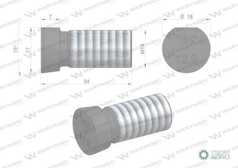 Śruba płużna oval z jednej strony ścięta M14x34 mm kl.12.9 zastosowanie Kverneland Waryński M14X34OV1 ( sprzedawane po 10kg ) Śruba płużna oval z jednej strony ścięta M14x34 mm kl.12.9 zastosowanie Kverneland Waryński M14X34OV1 ( sprzedawane po 10kg )