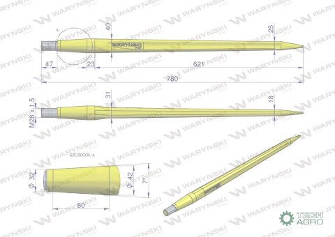 Ząb ładowacza CIĘŻKI uniwersalny prosty L- 780 mm Tur na tuleję W-5791200 WARYŃSKI Ząb ładowacza CIĘŻKI uniwersalny prosty L- 780 mm Tur na tuleję W-5791200 WARYŃSKI