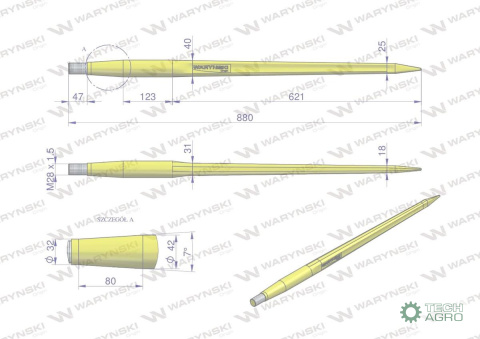 Ząb ładowacza CIĘŻKI uniwersalny prosty L- 880 mm Tur na tuleję W-5791200 WARYŃSKI Ząb ładowacza CIĘŻKI uniwersalny prosty L- 880 mm Tur na tuleję W-5791200 WARYŃSKI
