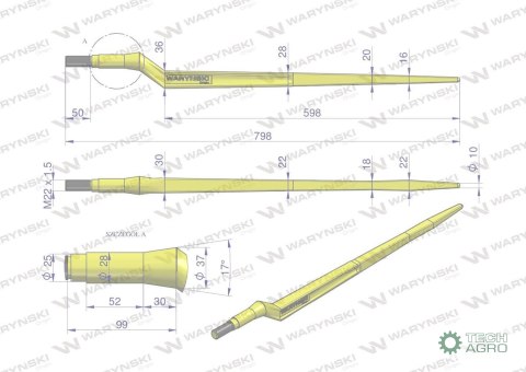 Ząb ładowacza uniwersalny Z L- 800 mm Tur WARYŃSKI Ząb ładowacza uniwersalny Z L- 800 mm Tur WARYŃSKI