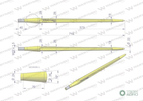 Ząb ładowacza uniwersalny prosty L- 710 mm Tur WARYŃSKI Ząb ładowacza uniwersalny prosty L- 710 mm Tur WARYŃSKI
