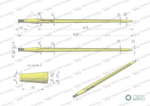 Ząb ładowacza uniwersalny prosty L- 810 mm zastosowanie 5193-FT1N Tur WARYŃSKI Ząb ładowacza uniwersalny prosty L- 810 mm zastosowanie 5193-FT1N Tur WARYŃSKI