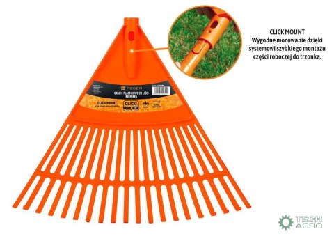 Grabie plastikowe do liści rozmiar L (mocowanie CLICK) / TEGER Grabie plastikowe do liści rozmiar L (mocowanie CLICK) / TEGER