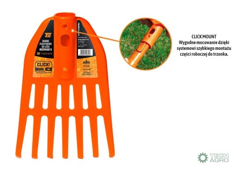 Grabie plastikowe do liści rozmiar S (mocowanie CLICK) / TEGER Grabie plastikowe do liści rozmiar S (mocowanie CLICK) / TEGER