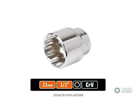 Klucz nasadowy 1/2" dwunastokątny 21 mm / TEGER Klucz nasadowy 1/2" dwunastokątny 21 mm / TEGER