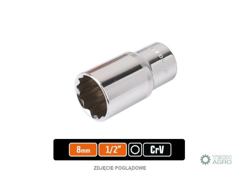 Klucz nasadowy 1/2" dwunastokątny długi 8 mm / TEGER Klucz nasadowy 1/2" dwunastokątny długi 8 mm / TEGER