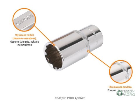 Klucz nasadowy 1/2" dwunastokątny długi 8 mm / TEGER Klucz nasadowy 1/2" dwunastokątny długi 8 mm / TEGER