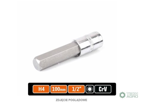 Klucz nasadowy 1/2" z bitem HEX 100 mm/H4 / TEGER Klucz nasadowy 1/2" z bitem HEX 100 mm/H4 / TEGER