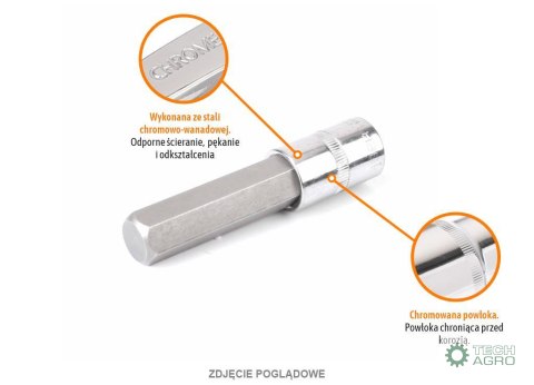 Klucz nasadowy 1/2" z bitem HEX 100 mm/H4 / TEGER Klucz nasadowy 1/2" z bitem HEX 100 mm/H4 / TEGER