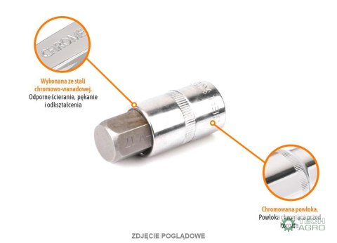 Klucz nasadowy 1/2" z bitem HEX 55 mm/H7 / TEGER Klucz nasadowy 1/2" z bitem HEX 55 mm/H7 / TEGER