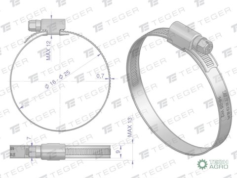 OPASKA ŚLIM.16-25 SZEROKOŚĆ 9MM TEGER OPASKA ŚLIM.16-25 SZEROKOŚĆ 9MM TEGER