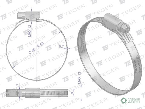 OPASKA ŚLIM.40-60 SZEROKOŚĆ 9MM TEGER OPASKA ŚLIM.40-60 SZEROKOŚĆ 9MM TEGER