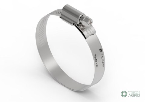 Opaska zaciskowa wzmocniona 30-45 ślimakowa (obejma W2 - stal nierdzewna) szerkość 12mm TEGER
