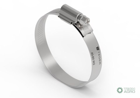 Opaska zaciskowa wzmocniona 40-60 ślimakowa (obejma W2 - stal nierdzewna) szerkość 12mm TEGER