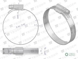 Opaska zaciskowa wzmocniona 40-60 ślimakowa (obejma W2 - stal nierdzewna) szerkość 12mm TEGER