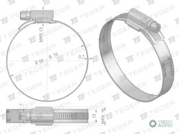 Opaska zaciskowa wzmocniona 50-70 ślimakowa (obejma W2 - stal nierdzewna) szerkość 12mm TEGER